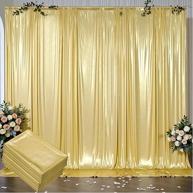 Outpain Thick 40 ft x 10 ft Gold Sequin Backdrop Curtain by Outpain