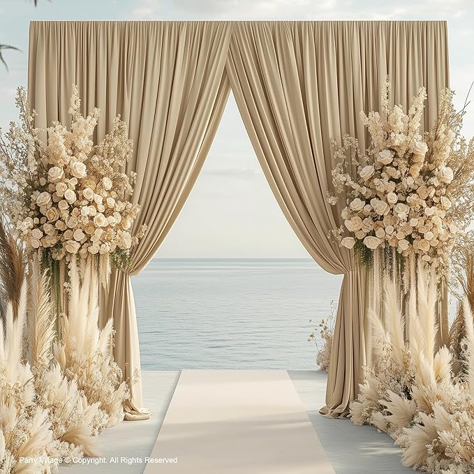 PartyVillage 20ft×15ft Beige Backdrop Curtain - Image 2
