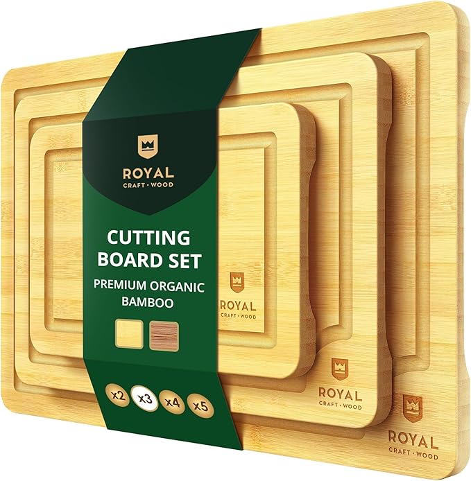 Wooden Cutting Boards for Kitchen Meal Prep & Serving by RoyalCraftWood