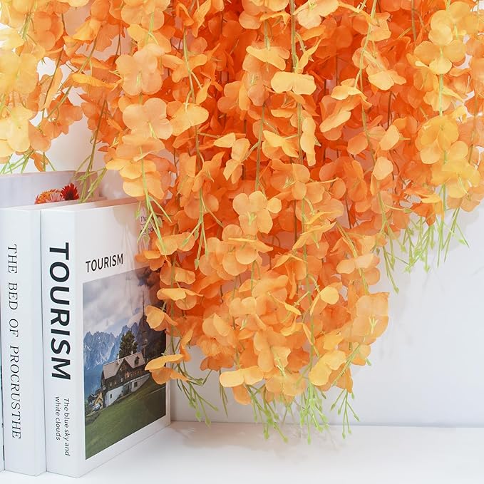 24 Pack Wisteria Hanging Artificial Fall Flowers Fake Flowers Ratta Hanging - Image 4