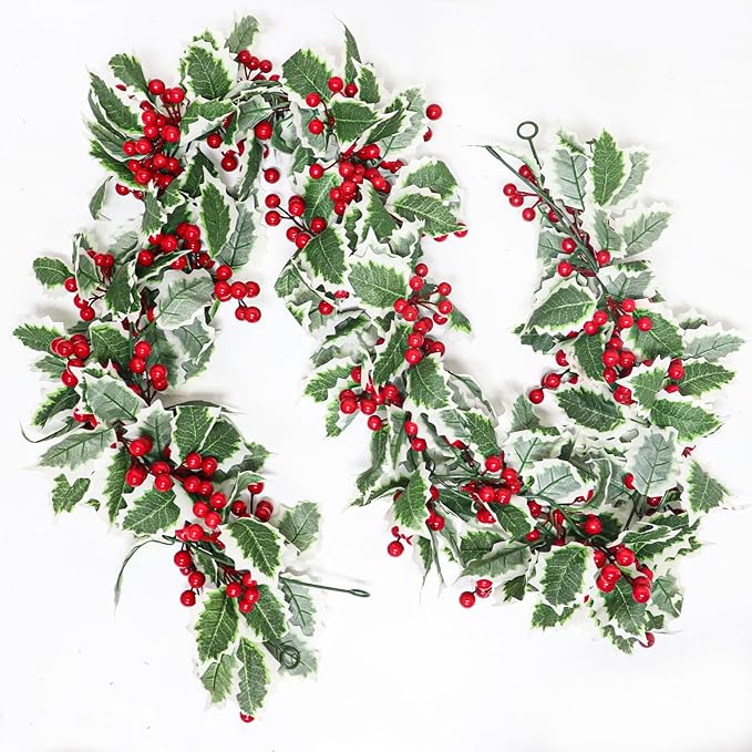 MAKHOT 6Ft Eucalyptus Garland, Artificial Red Berry Garland - Image 8