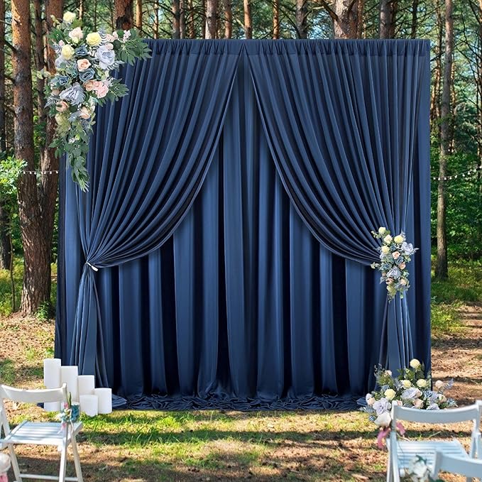 50 ft x 10 ft Wrinkle Free Navy Blue Backdrop Curtain - Image 7