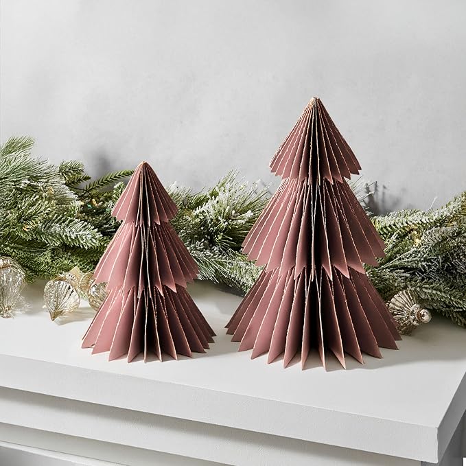LampLust Pink Tree, 2 Pack Honeycomb Decorations, 6 & 8 Inch Paper Trees by LampLust