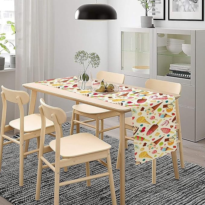 Ice Cream Table Runner, Fruit Ice Popsicles Cold Summer Desserts Seasonal - Image 3