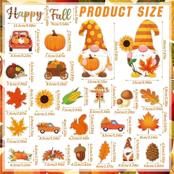 25 Pieces Happy Fall Magnets Gnome Pumpkin Fridge Magnets Fall Theme Car - Image 2