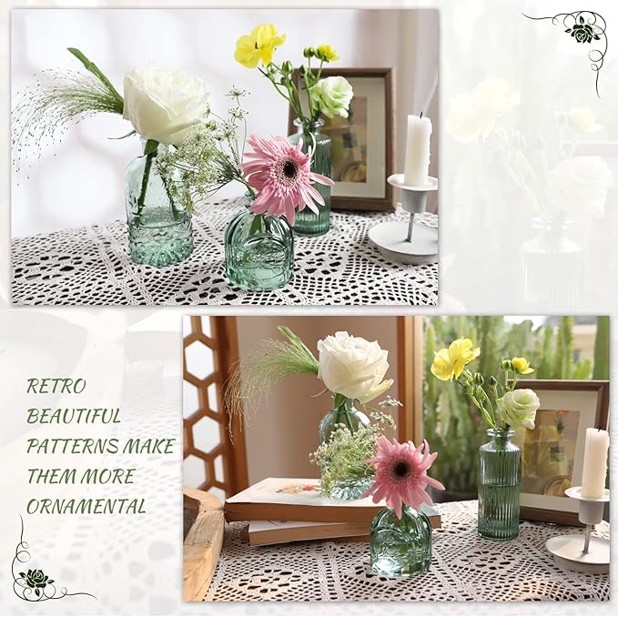 Green Glass Bud Vase Set of 22, Small Vases - Image 3