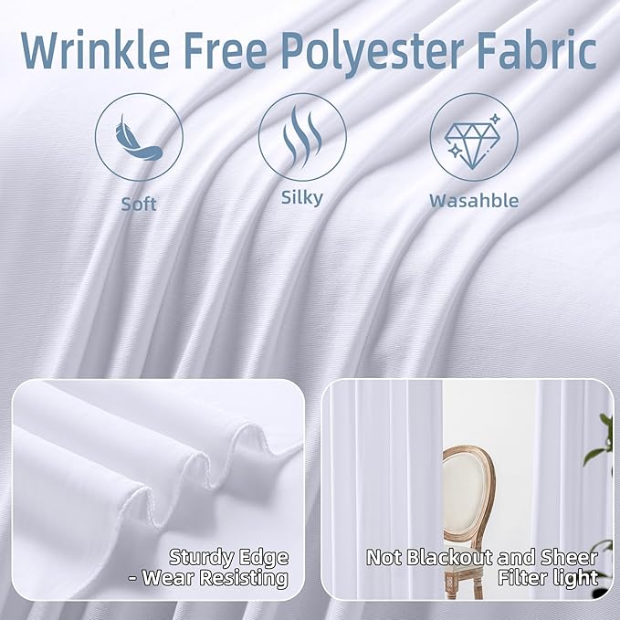20ft×10ft Wrinkle Free White Backdrop Curtains - Image 4