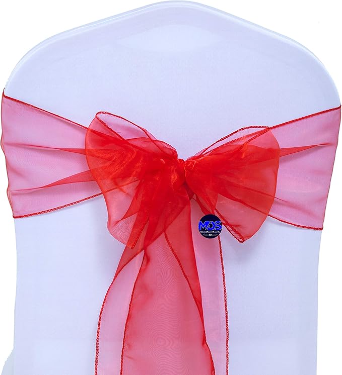 MDS Pack of 25 PCS Organza Chair Sashes Wider Dining Chair Bows Ribbon Tie Back - Image 3