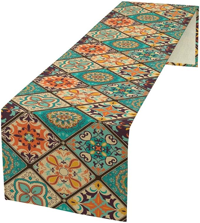Boho Floral Table Runner, Vintage Bohemian Style Table Runner by Unknown