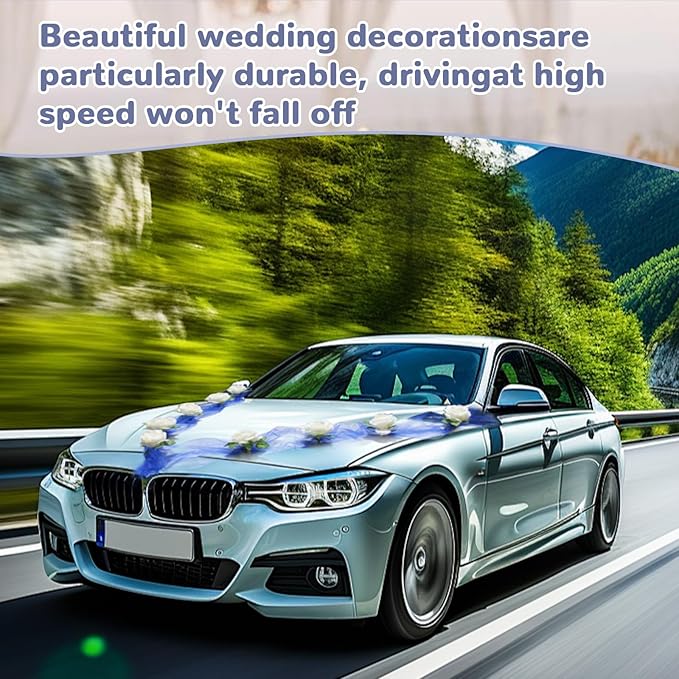 Wedding Car Flower Decoration, Just Married Automotive Ornament Accessores - Image 3