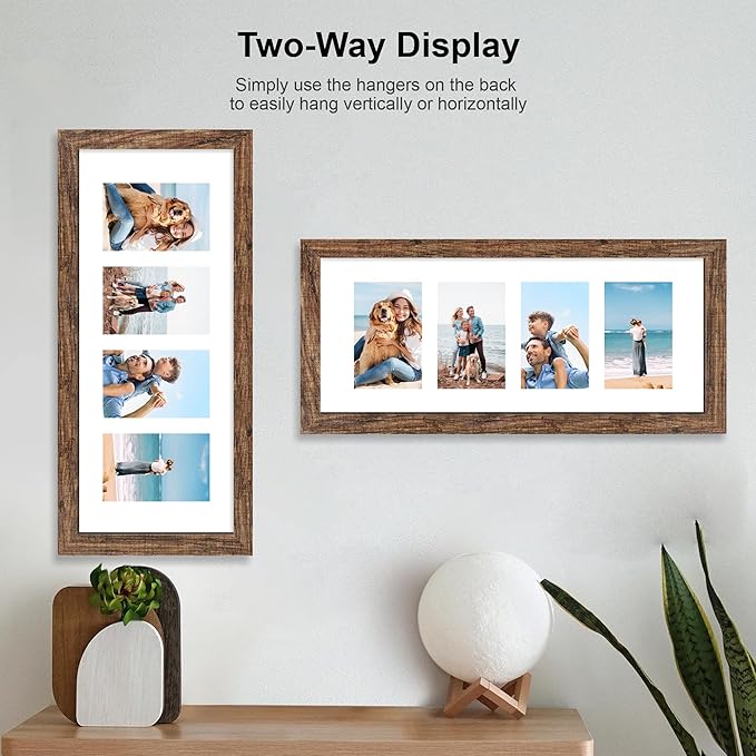 8x20 Picture Frame Set of 2, Rustic Brown Wood Frame - Image 3