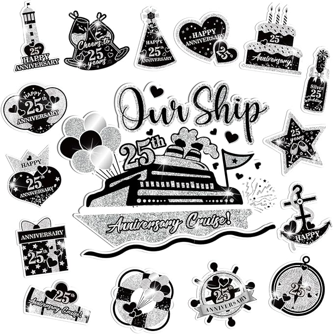 25th Anniversary Cruise Door Magnets Decorations by Wayyogh