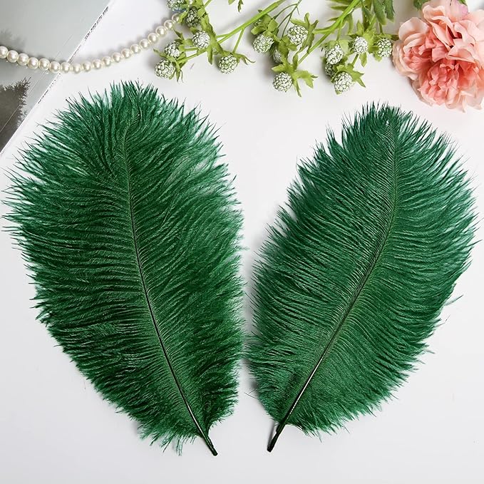 THARAHT Blackish Green Ostrich Feathers 12pcs Natural Bulk 10-12Inch 25cm-30cm - Image 4