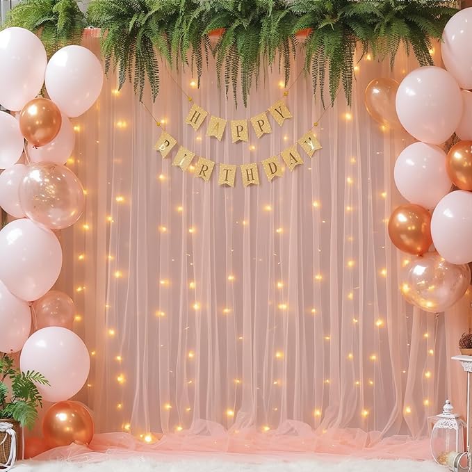 10×10ft Peach Tulle Backdrop Curtain - Image 2