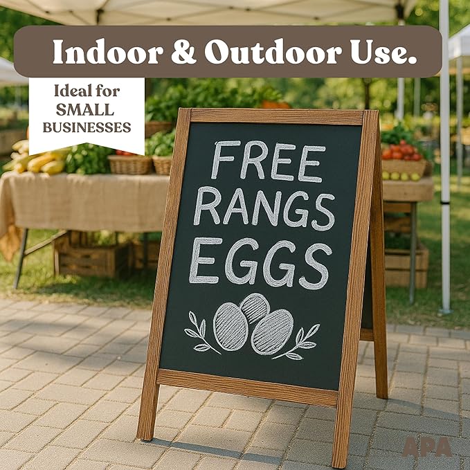Ilyapa Wooden Sandwich Board Signs Outdoor A Frame Chalkboard Sign - Image 4