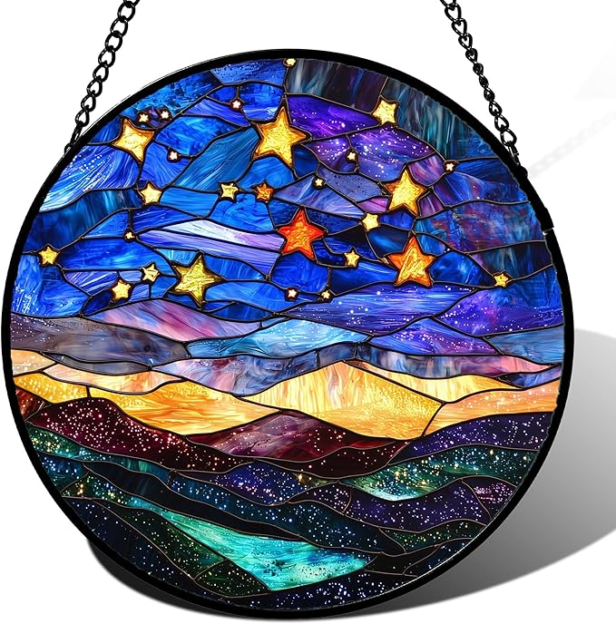 Stained Glass Window Hanging, Men Mom 9.8 in by JOSUMALY