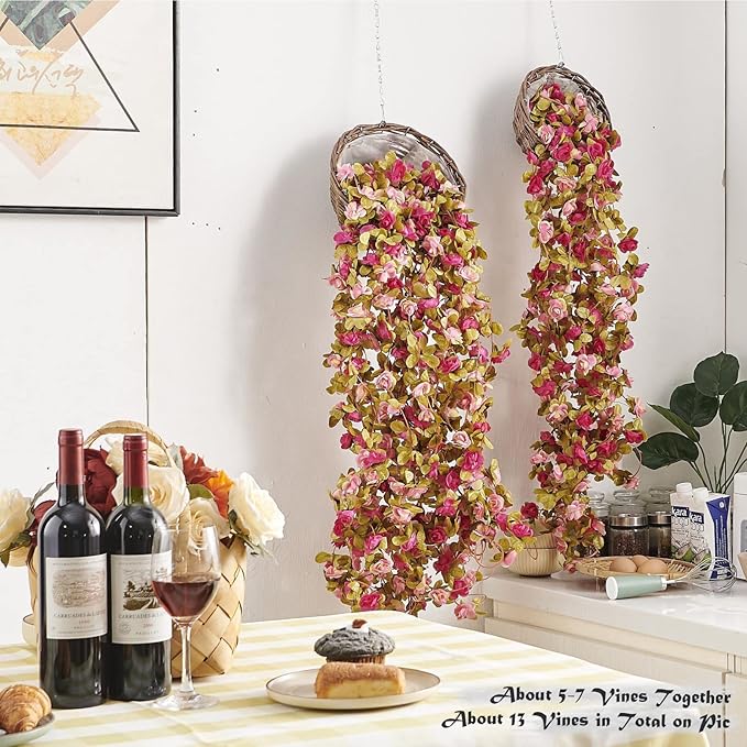8 Pcs x 8.2 ft Flower Garland Artificial Rose Vine Flowers - Image 4
