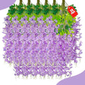 24 Pack Light Purple Wisteria Hanging Flowers, 3.4 Ft Fake Hanging Flowers by ZEBMOON