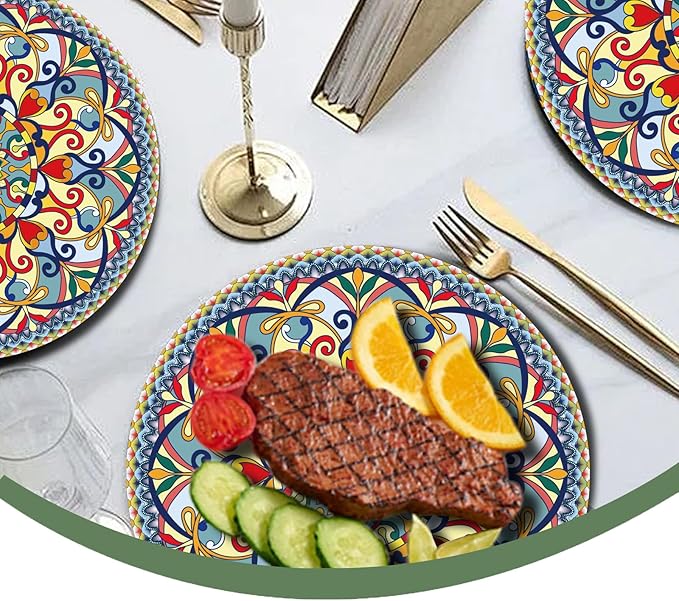 100PCS Boho Paper Plates–Vintage Bohemian Style Disposable Plates, Dessert - Image 8