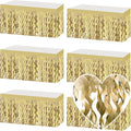 6 Pack 29x108 Inch Light Gold Wave Foil Fringe Table Skirts Metallic Banner by Mebiornt