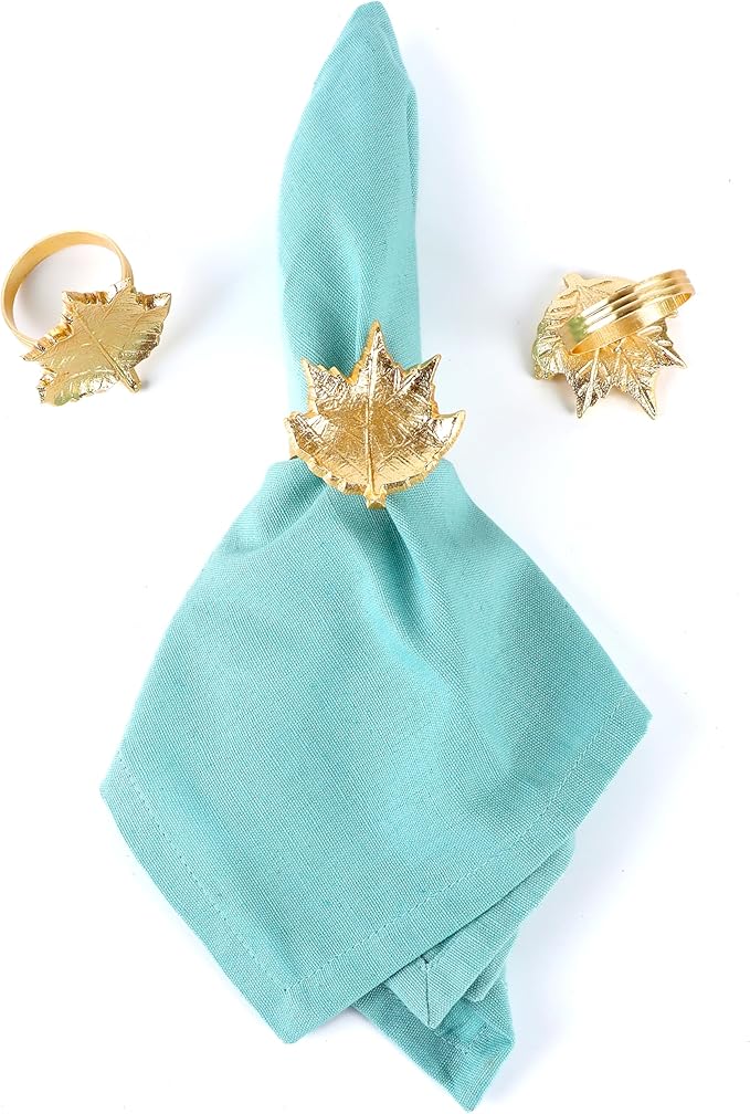 Set of 12 Gold Maple Leaf Napkin Rings - Image 8