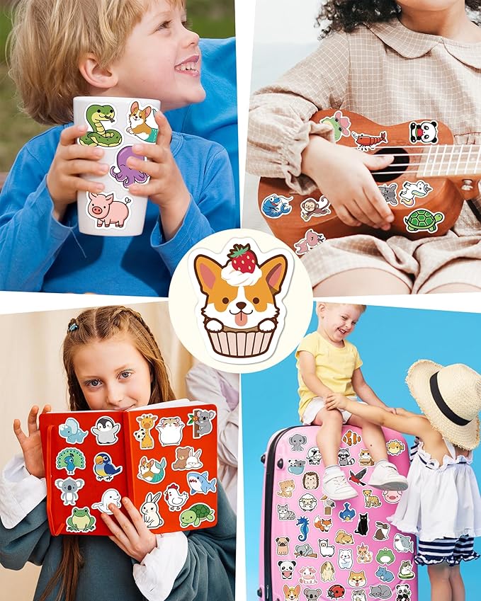 300 Pcs Animal Stickers for Kids, Cute Water Bottle Stickers for Kids Waterproof - Image 2