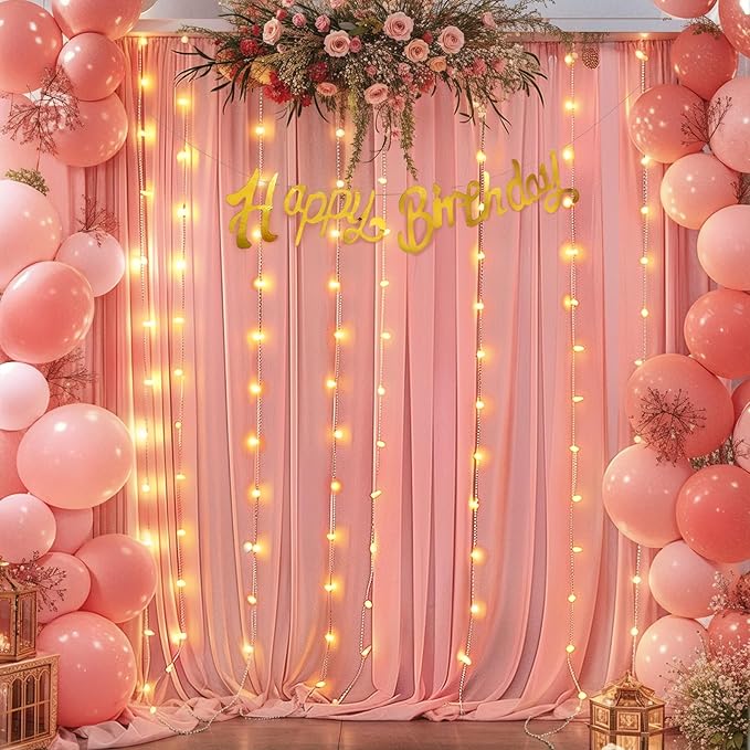 10ft x 7ft Dusty Rose Chiffon Backdrop Curtain - Image 6