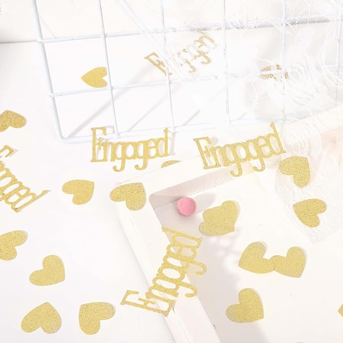 Gold Engagement Confetti With Hearts - Image 4