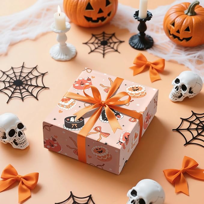 LeZakaa Halloween Cake Wrapping Paper Roll, Cute Halloween Cakes - Image 3