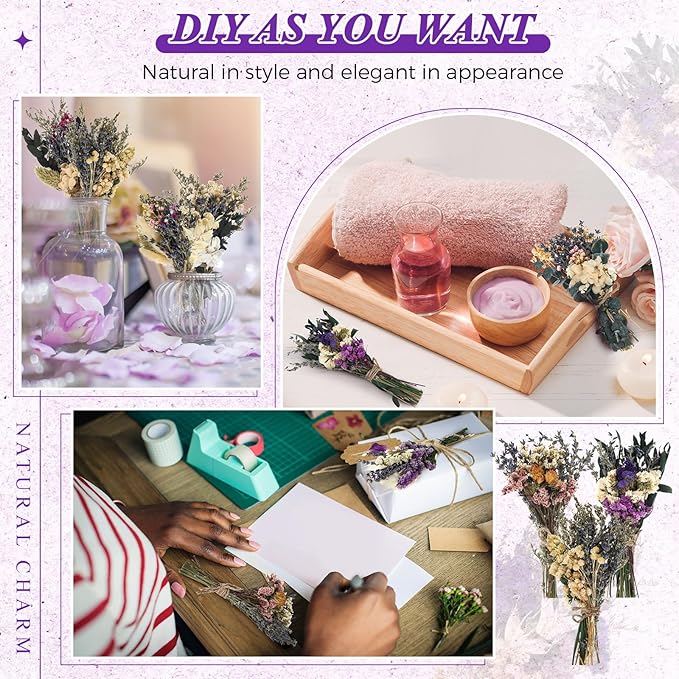 Layhit 12 Pack Boho Dried Flower Bouquet Mini Wedding Handmade Dry Flowers Decor - Image 5