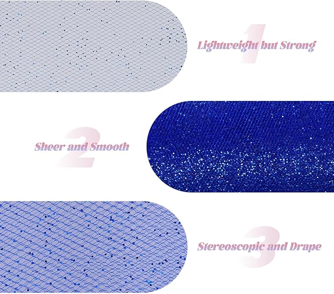 Glitter Tulle Rolls 6” by 50 Yards Sparkle Tulles Fabric Ribbon Sequin Tulle - Image 3