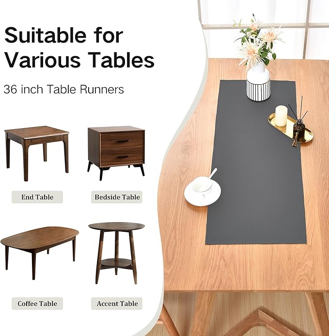 Farmhouse Grey Table Runner Small Short Table Runners 36 Inches Coffee Table - Image 5