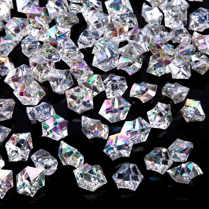 DomeStar Dazzling Fake Ice, Iridescent Clear Gem Stones Vase Fillers DIY Crafts by DOMESTAR