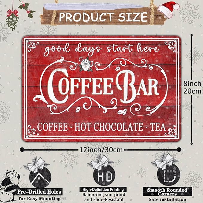 Vintage Christmas Coffee Bar Tin Sign - Image 2