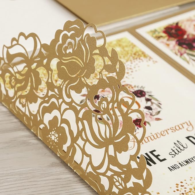 DORIS HOME 50pcs Laser Cut Wedding Invitations - Image 5