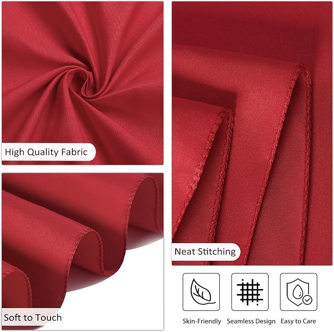 8 Pack Red Round Tablecloth 90 Inch Red Table Cloth Stain and Wrinkle Resistant - Image 4
