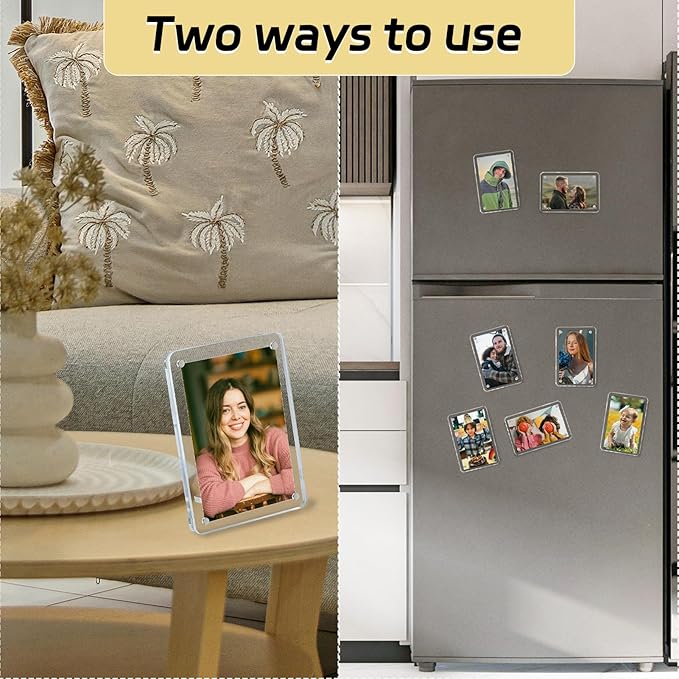 6 Pack Acrylic Magnetic Picture Frames 3x5, Refrigerator and Desktop Photo - Image 4