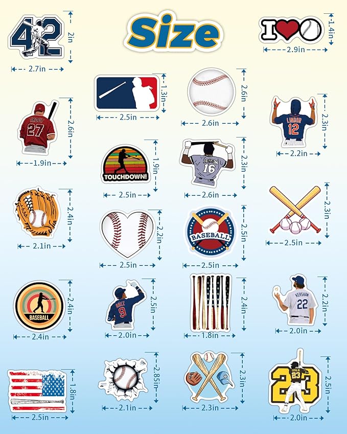 100 Pcs Sport Stickers for Kids, Baseball Water Bottle Stickers, Vinyl - Image 6