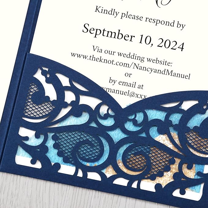 DORIS HOME 50PCS Laser Cut Wedding Invitations - Image 3