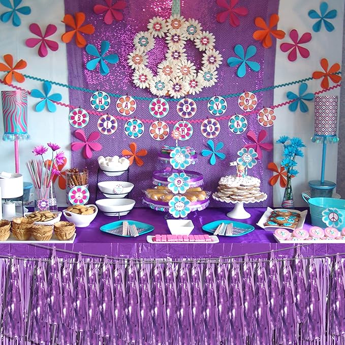 6P Light Purple Foil Fringe Metallic Tassel Streamers Banner Tassel Garland - Image 6