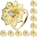 Hotop 12 Pcs Hollow Out Flower Napkin Rings Fall Napkin Ring Holder Metal by HOTOP