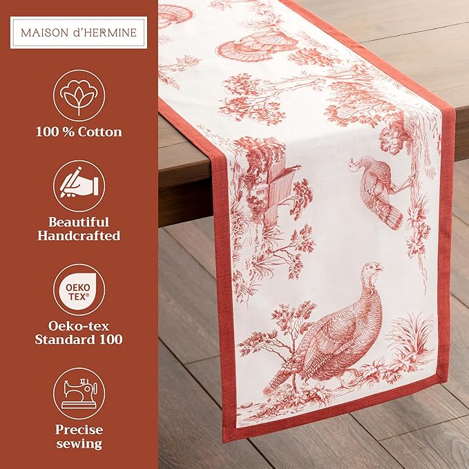 Maison d' Hermine Table Runner 100% Cotton Single Layer Table Runners 72 inches - Image 2