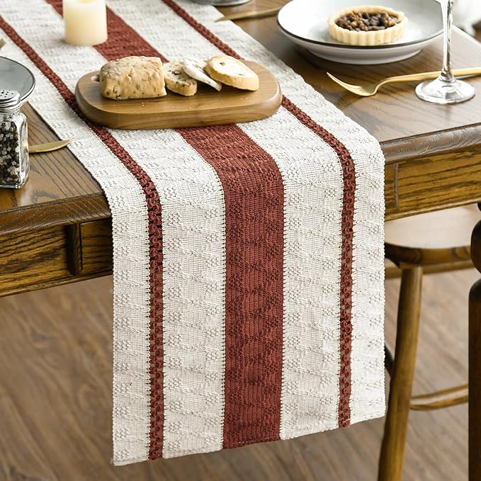 Artoid Mode Caramel Farmhouse Woven Rustic Table Runner, Seasonal Holiday by ArtoidMode