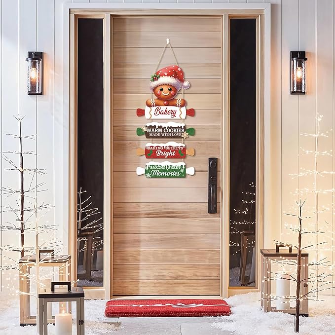 CHDITB Wooden Gingerbread Bakery Christmas Door Hanger, Rustic Christmas Wall - Image 7
