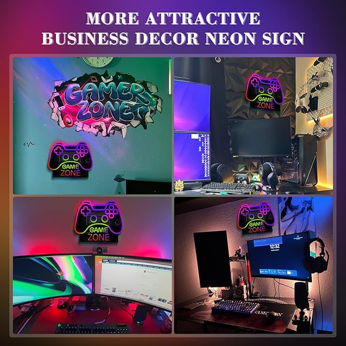 ineonlife Game Zone Controller Neon Sign Mirrored Colorful LED Lights - Image 2