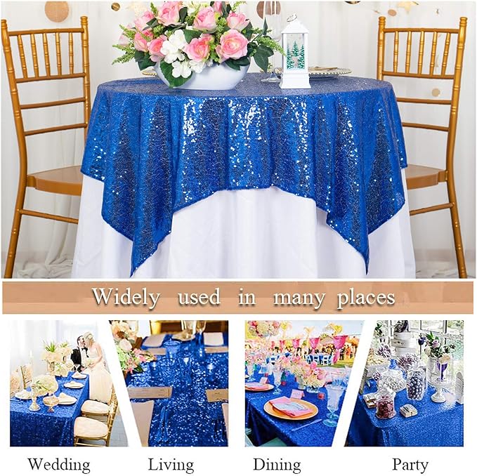 ShinyBeauty Sequin Tablecloth-Royal Blue Sequin Table Overlay and Sequin - Image 5