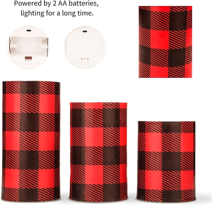 Silverstro Christmas Red Flameless Candles: Farmhouse Theme Flickering Real Wax - Image 4