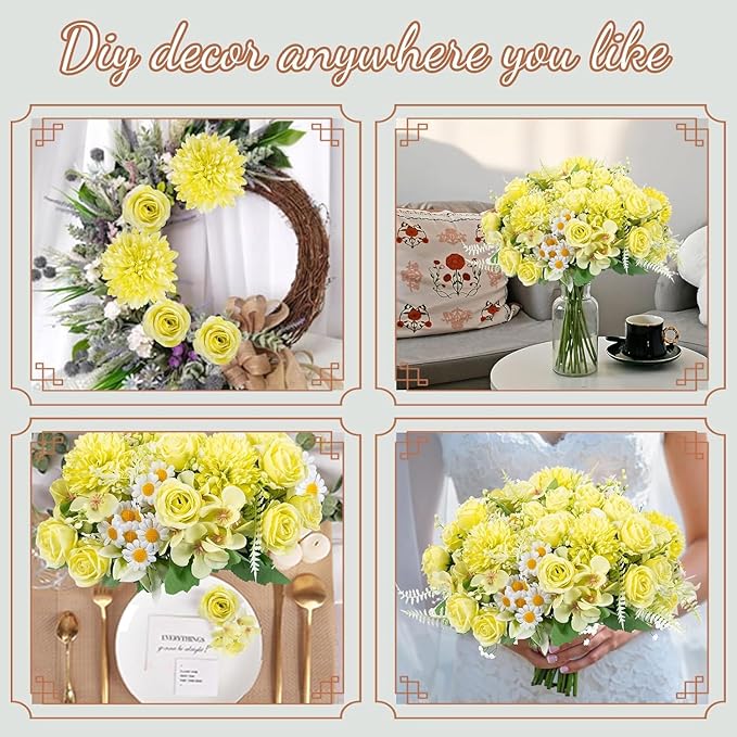 12 Packs Peonies Artificial Flowers, Silk Artificial Peonies Flowers Fake Peony - Image 6