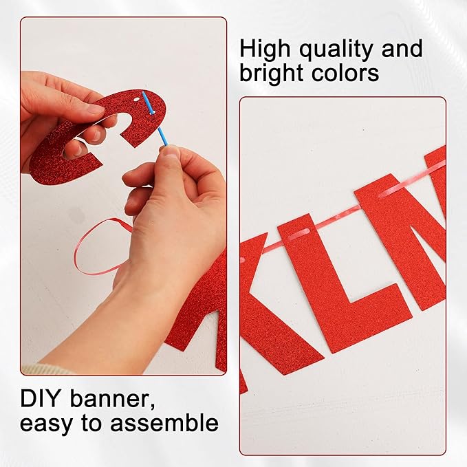 BEISHIDA 116 PCS A-Z Glitter Red DIY Letter Banner Kit Make Your Own - Image 3