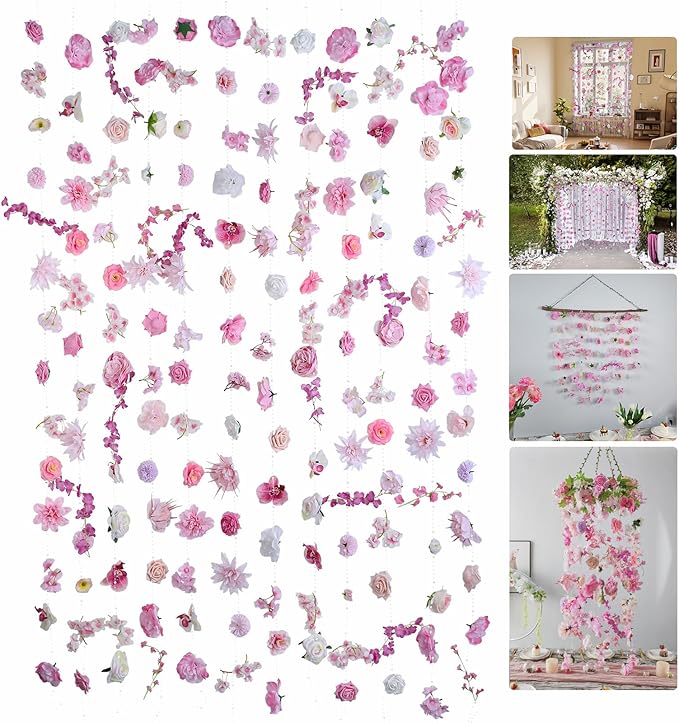 Flower Garlands 12pcs 82.6ft Artificial Hanging Flowers Faux Floral Vines by RIDDSEE